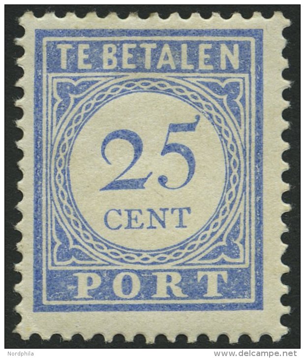 PORTOMARKEN P 55 *, 1916, 25 C. Mattultramarin, Falzrest, Pracht, Mi. 75.- - Taxe