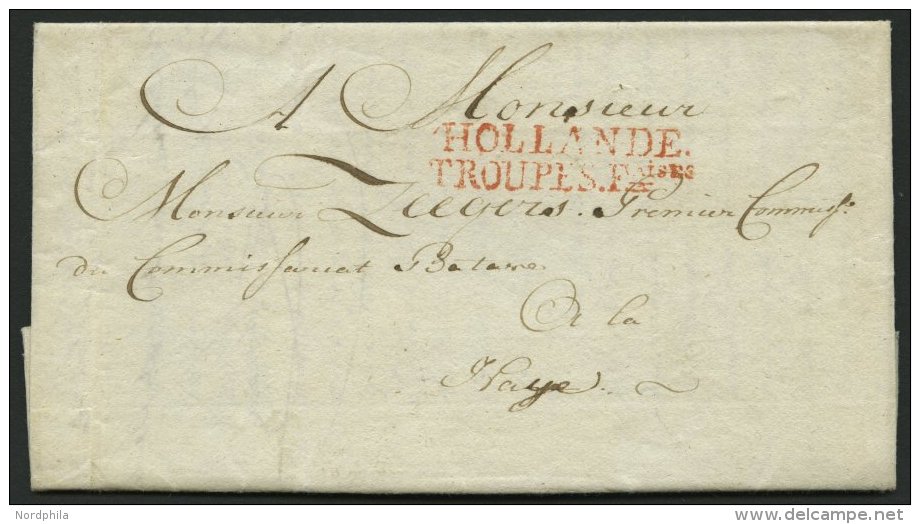 NIEDERLANDE 1802, HOLLANDE/TROUPES. FAISES, Roter L2 Auf Brief Mit Inhalt Aus Der Batavischen Republik, Pracht - Pays-Bas