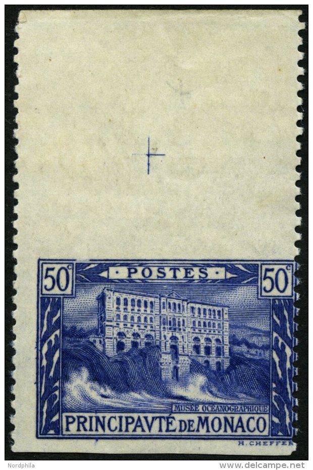 MONACO 58Uw **, 1922, 50 Pf. Ultramarin, Waagerecht Ungezähnt, Oberrandstück, Pracht, R! - Other & Unclassified