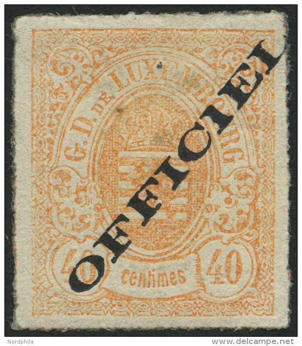 DIENSTMARKEN D 8Ib *, 1875, 40 C. Mattorange OFFICIEL, Type I, Falzrest, Pracht, Gepr. Engel, Mi. 220.- - Dienst