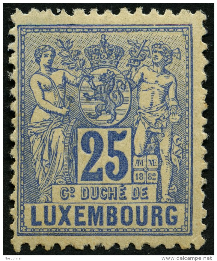 LUXEMBURG 52D *, 1882, 25 C. Blau, Falzreste, Pracht, Mi. 120.- - Officials