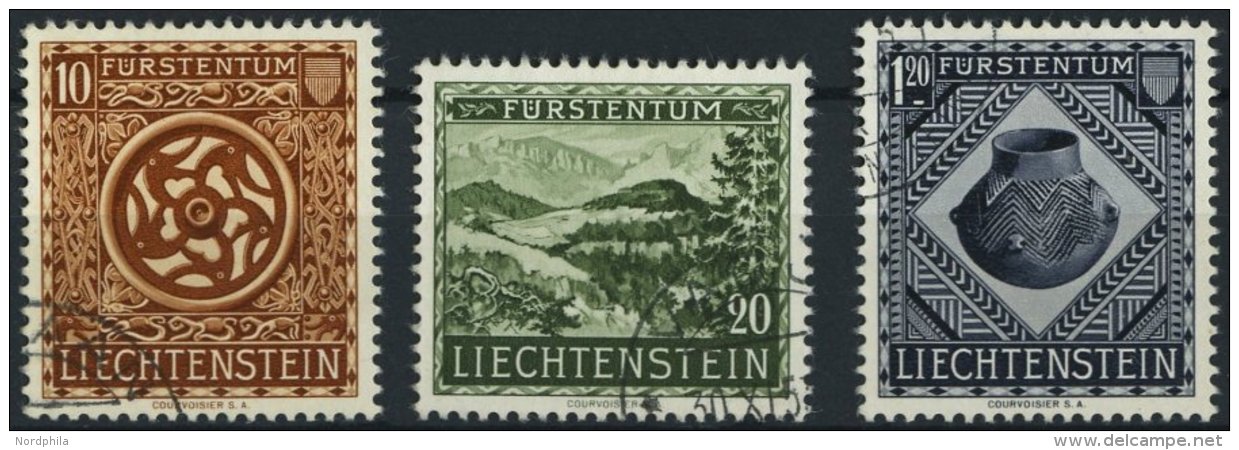 LIECHTENSTEIN 319-21 O, 1953, Landesmuseum, Prachtsatz, Mi. 90.- - Other & Unclassified