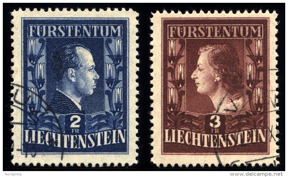 LIECHTENSTEIN 304/5A O, 1951, Fürstenpaar, Gezähnt L 121/2:12, Pracht, Mi. 200.- - Other & Unclassified