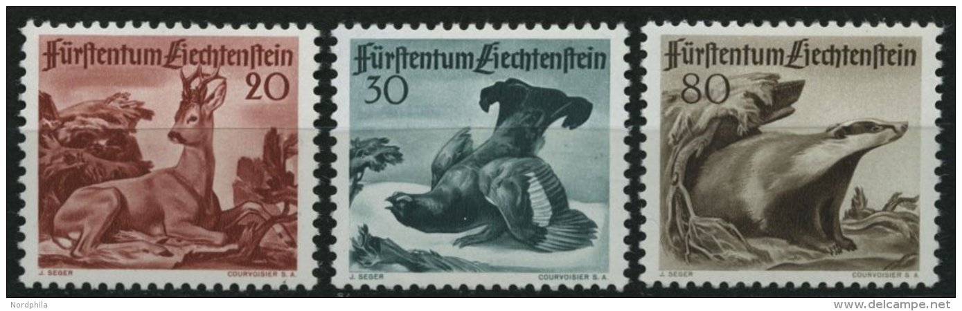 LIECHTENSTEIN 285-87 **, 1950, 3. Jagdserie, Prachtsatz, Mi. 90.- - Other & Unclassified