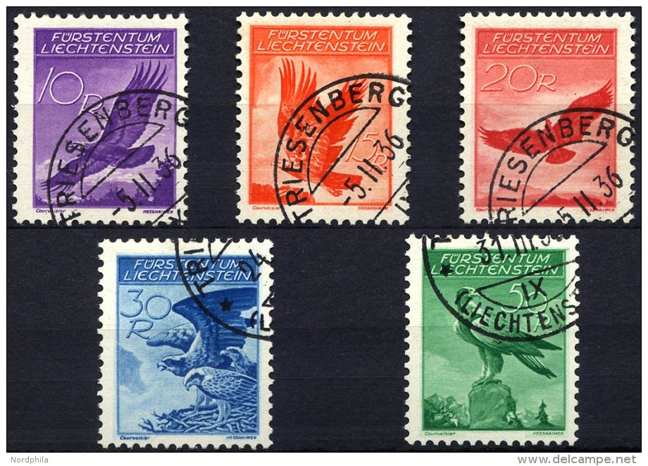 LIECHTENSTEIN 143-47x O, 1934/5, Adler, Glatter Gummi, Prachtsatz, Mi. 320.- - Other & Unclassified