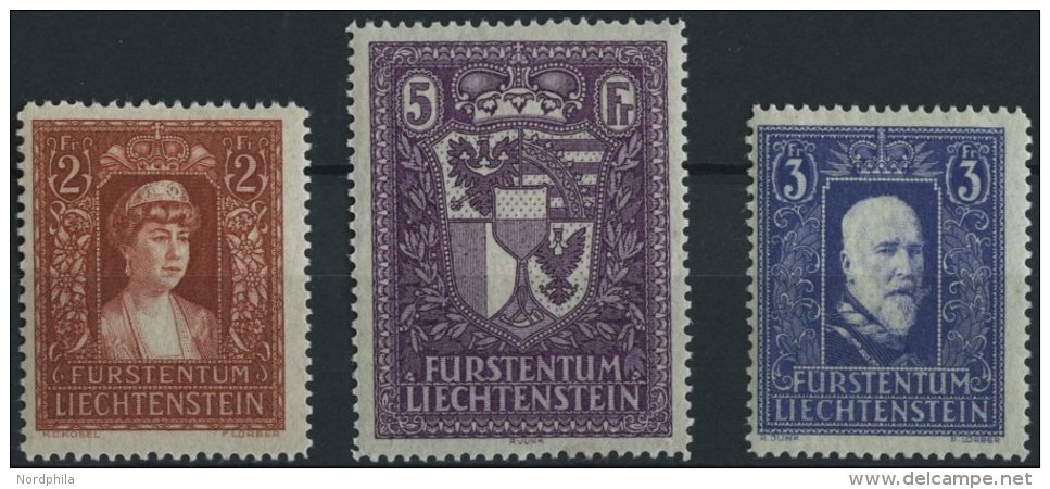 LIECHTENSTEIN 140-42 *, 1933, Fürstenpaar Und Landeswappen, Falzreste, Prachtsatz - Other & Unclassified