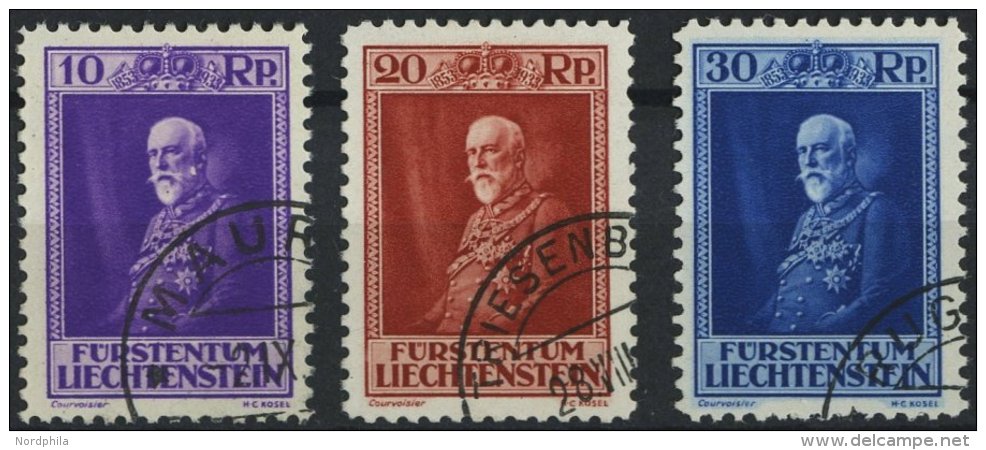 LIECHTENSTEIN 122-24 O, 1933, 80. Geburtstag, üblich Gezähnter Prachtsatz, Mi. 150.- - Other & Unclassified