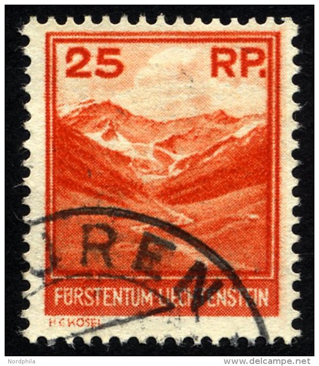 LIECHTENSTEIN 119 O, 1933, 25 Rp. Valünatal Und Naafkopf, Pracht, Mi. 100.- - Other & Unclassified