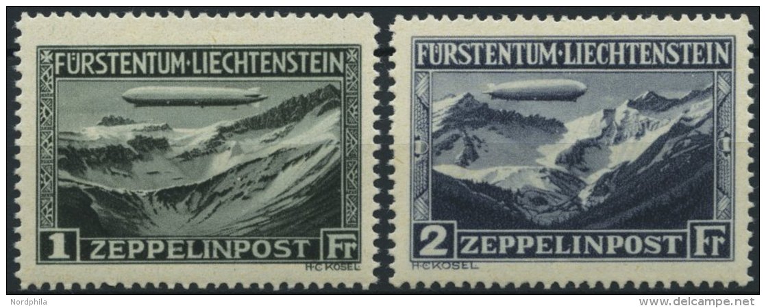 LIECHTENSTEIN 114/5 *, 1931, Graf Zeppelin, Falzreste, 2 Prachtwerte - Other & Unclassified