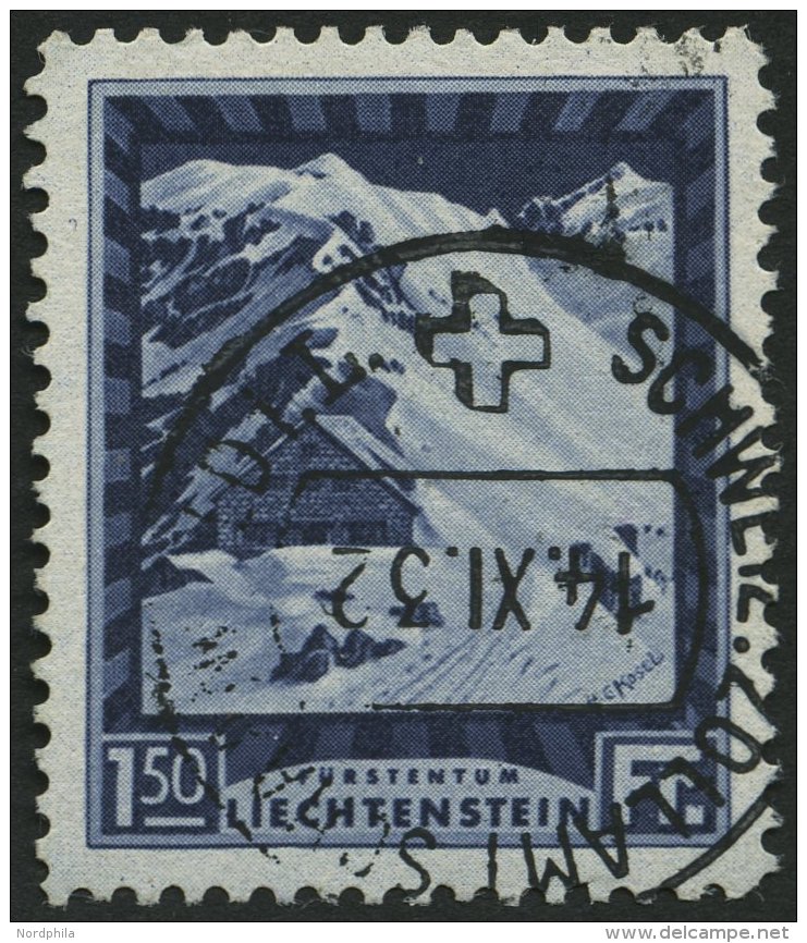 LIECHTENSTEIN 106B O, 1930, 1.50 Fr. Pfälzerhütte, Gezähnt L 111/2, Pracht, Mi. 80.- - Other & Unclassified