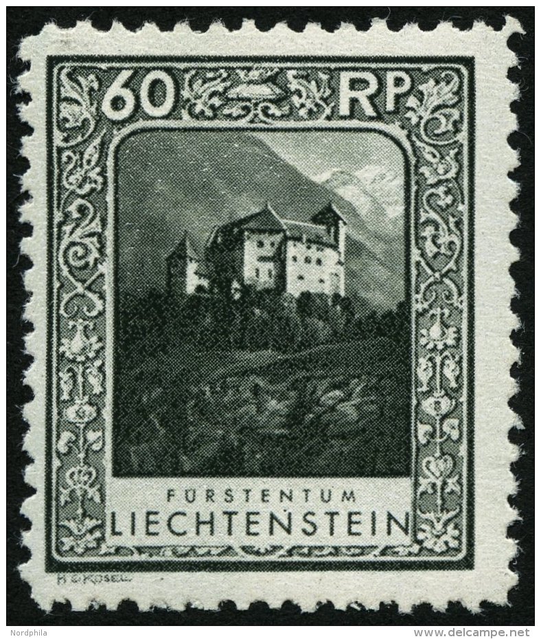 LIECHTENSTEIN 103A *, 1930, 60 Rp. Burg Gutenberg, Gezähnt L 101/2, Falzrest, Pracht - Other & Unclassified