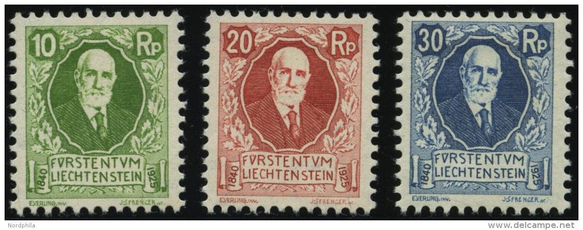 LIECHTENSTEIN 72-74 *, 1925, 85. Geburtstag, Falzrest, Prachtsatz - Other & Unclassified