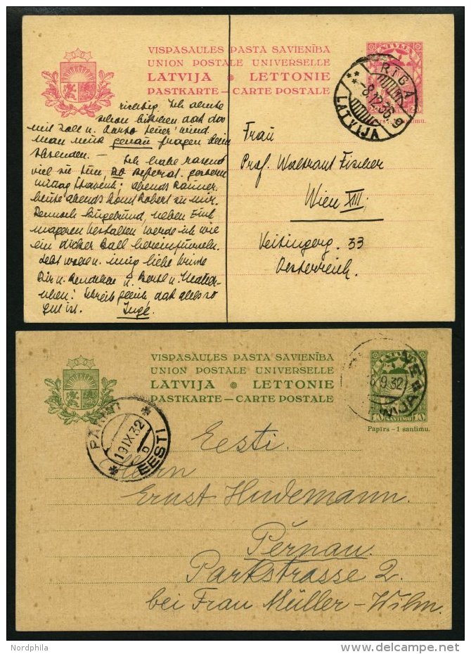 LETTLAND P 6/7 BRIEF, 1929, 10 Und 20 S. Landeswappen, P7 Nach Wien, 2 Prachtkarten - Letland
