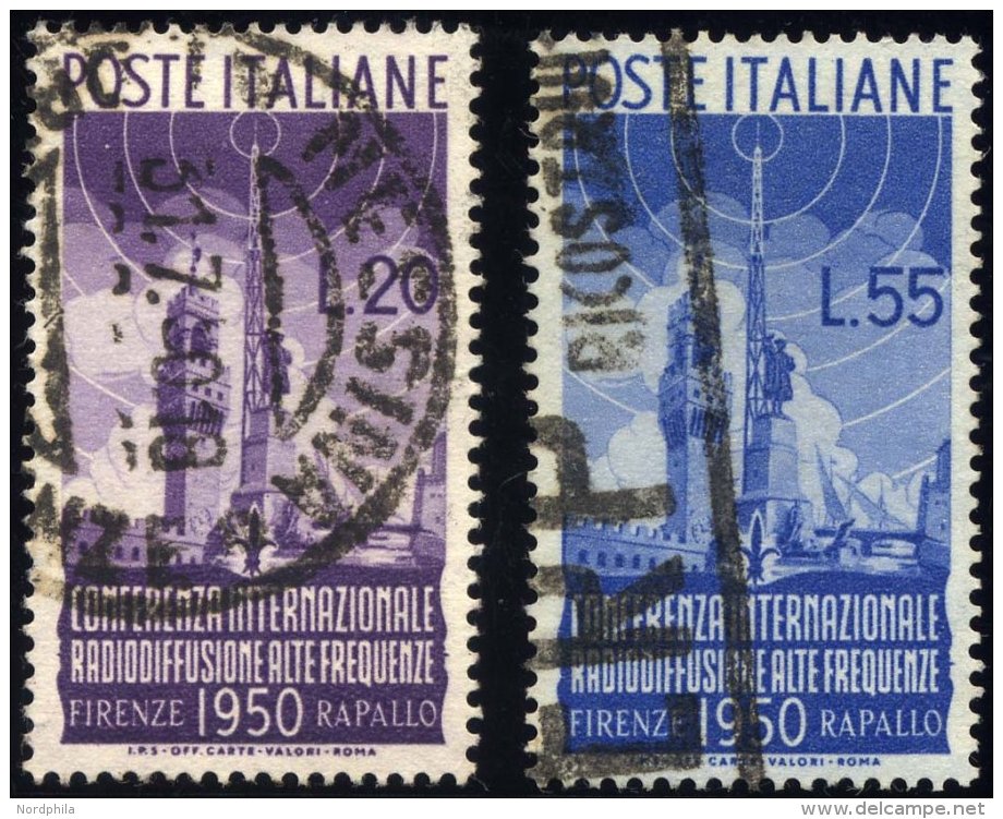 ITALIEN 796/7 O, 1950, Radiokonferenz, 2 Prachtwerte, Mi. 90.- - Italy