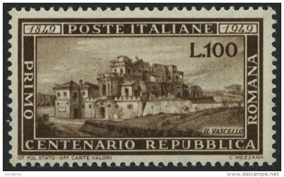 ITALIEN 773 **, 1949, 100 L. Republica Romana, Pracht, Mi. 300.- - 1946-60: Mint/hinged