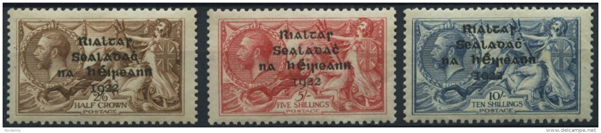 IRLAND 9-11I *, 1922, Vierzeiliger Aufdruck, Type I, Falzrest, Prachtsatz - Other & Unclassified