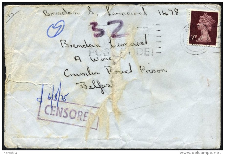 BRITISCHE MILITÄRPOST 667 BRIEF, 1975, 7 P. Dunkellilabraun Auf Brief An Brendon Leonard Im Crumlin Road Gefän - Other & Unclassified