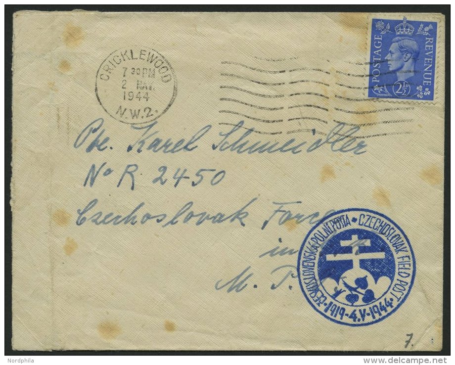 BRITISCHE MILITÄRPOST 1944, Brief An Einen Angehörigen Der Tschechischen Brigade, Mot. Aufklärungs-Zug, A - Used Stamps