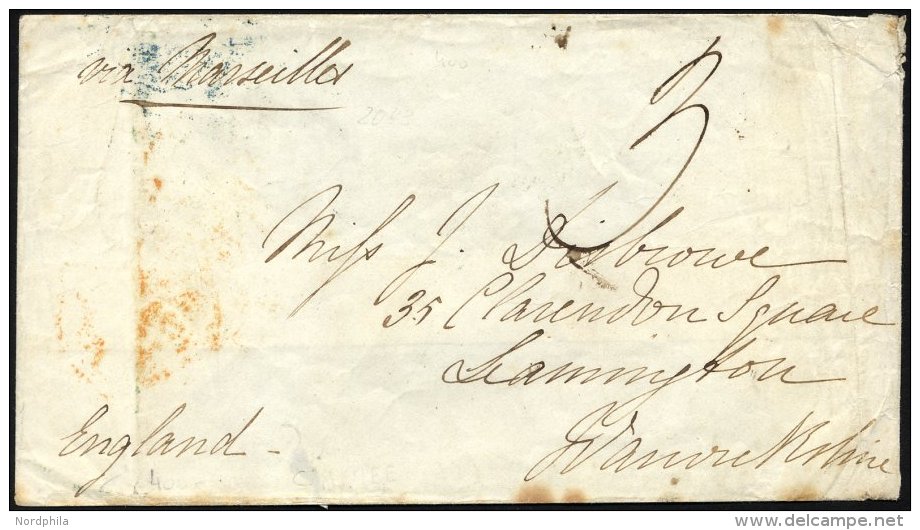 BRITISCHE MILITÄRPOST 1856, Rückseitig Blaugrüner K1 ...POST OFFICE Sowie Vorderseitig Handschrifltich Ta - Used Stamps