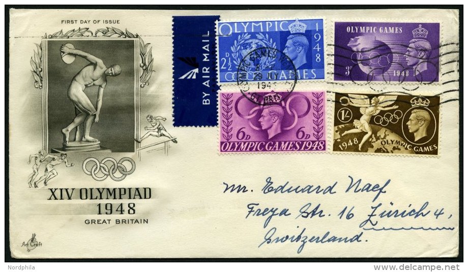 GROSSBRITANNIEN 237-40 BRIEF, 1948, Olympische Sommerspiele Auf FDC In Die Schweiz, Pracht - Used Stamps