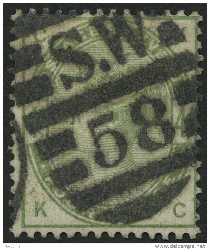 GROSSBRITANNIEN 77 O, 1884, 4 P. Dunkelgraugrün, Nummernstempel S.W.58, Pracht, Mi. 160.- - Used Stamps