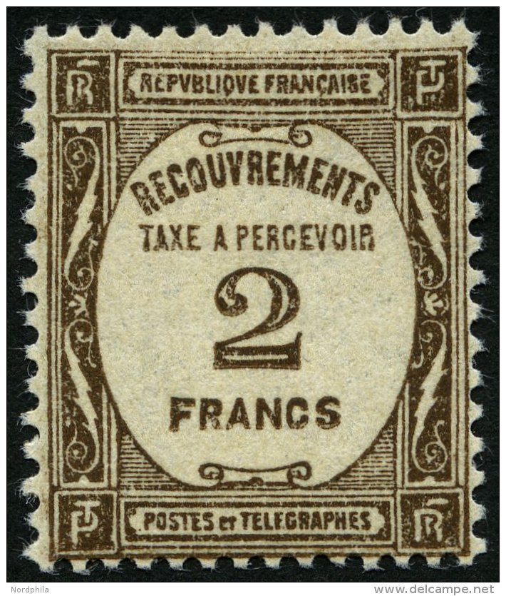 PORTOMARKEN P 66 *, 1931, 2 Fr. Sepia, Falzrest, Pracht - Postage Due