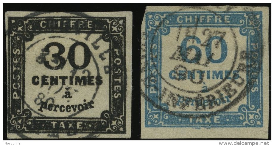 PORTOMARKEN P 8,9a O, 1878, 30 C. Schwarz Und 60 C. Blau, 2 Prachtwerte, Mi. 240.- - Postage Due