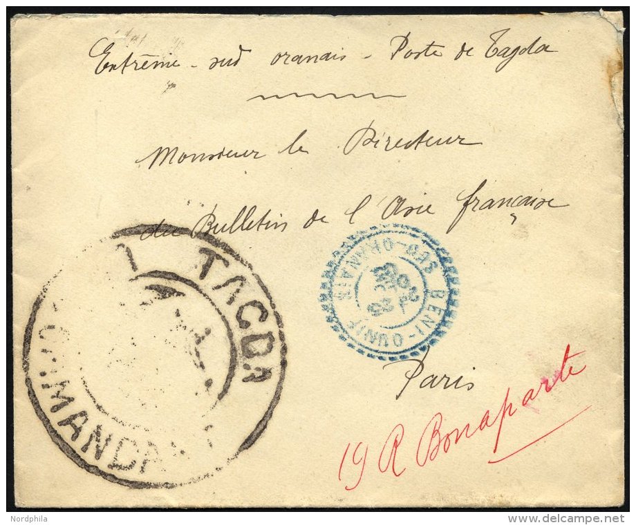 FRANKREICH FELDPOST 1903, Feldpostbrief Aus Beni-Ounif Mit Großem Schwarzen Militärstempel TAGDA/COMMANDANT, - Other & Unclassified