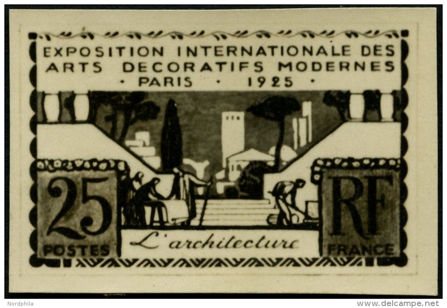 FRANKREICH 179P (*), 1925, 25 C. Schlossterrasse, Ungezähntes Fotoessay Auf Kartonpapier, Pracht, R! - Other & Unclassified