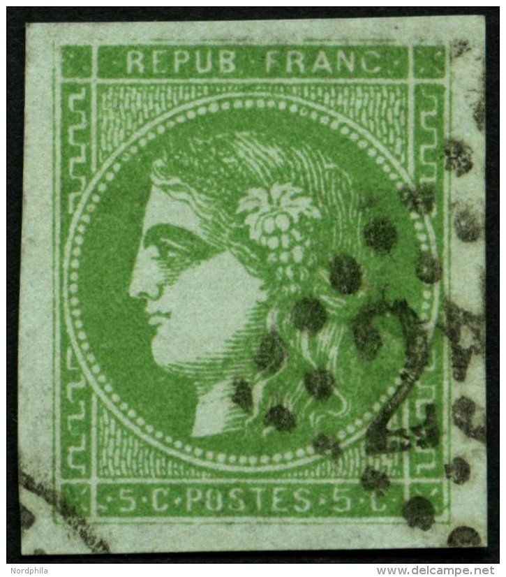 FRANKREICH 39a O, 1870, 5 C. Grün, Allseits Riesenrandig, Kabinett - Other & Unclassified