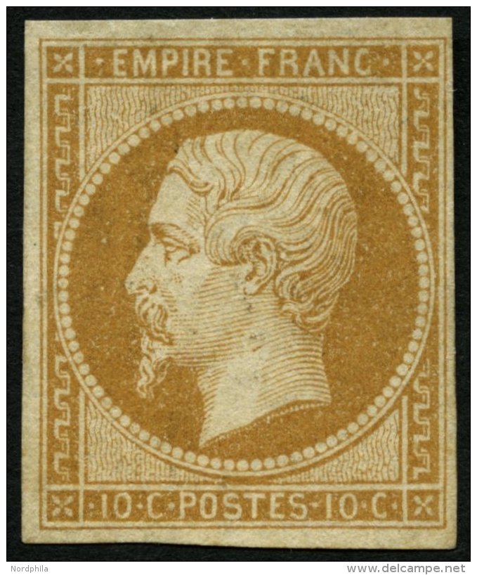 FRANKREICH 12II (*), 1860, 10 C. Braun, Type II, Ohne Gummi Sonst Pracht, Mi. 550.- - Other & Unclassified
