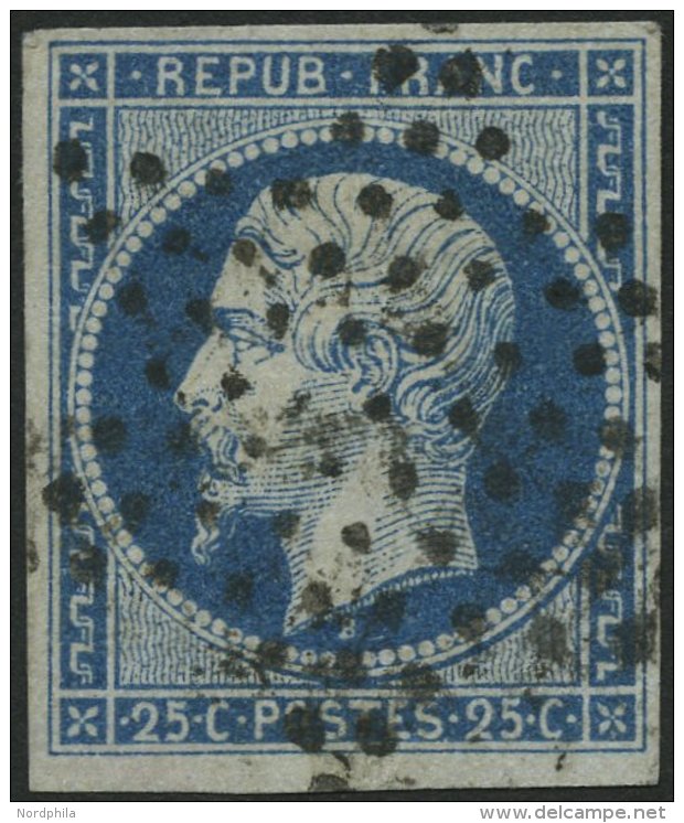 FRANKREICH 9a O, 1852, 25 C. Blau, Zentrischer Sternstempel, Kabinett, Gepr. Drahn - Other & Unclassified