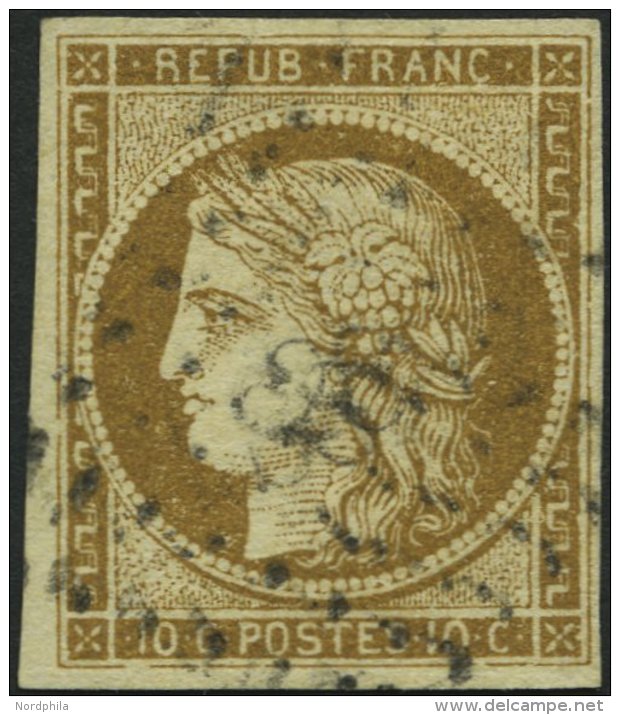 FRANKREICH 1a O, 1850, 10 C. Gelbbraun, Breitrandig, Pracht, Mi. 400.- - Other & Unclassified