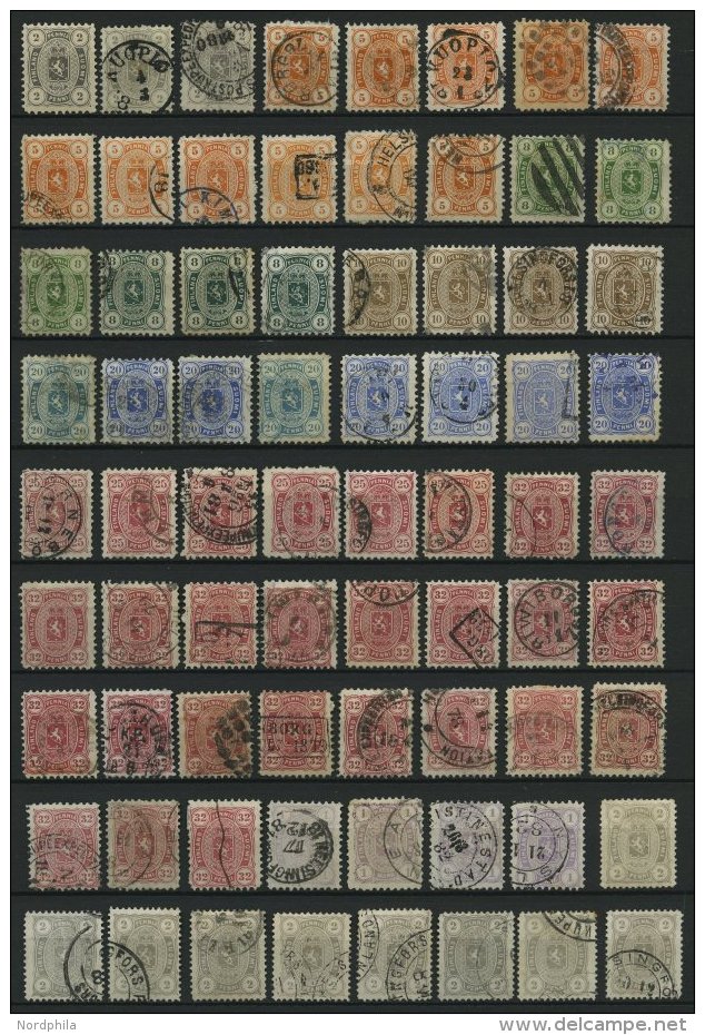 SAMMLUNGEN 12-19 O, 1875/82, Interessante, Fast Nur Gestempelte Partie Von 136 Werten Der Wappen - Ausgabe In Nuancen, D - Used Stamps