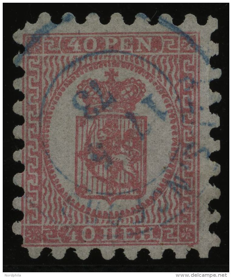 FINNLAND 9Az O, 1872, 40 C. Rosakarmin Auf Geripptem Blaßrosa Papier, Blauer K2 HELSINGFORS, Alle Zungen, Pracht - Other & Unclassified