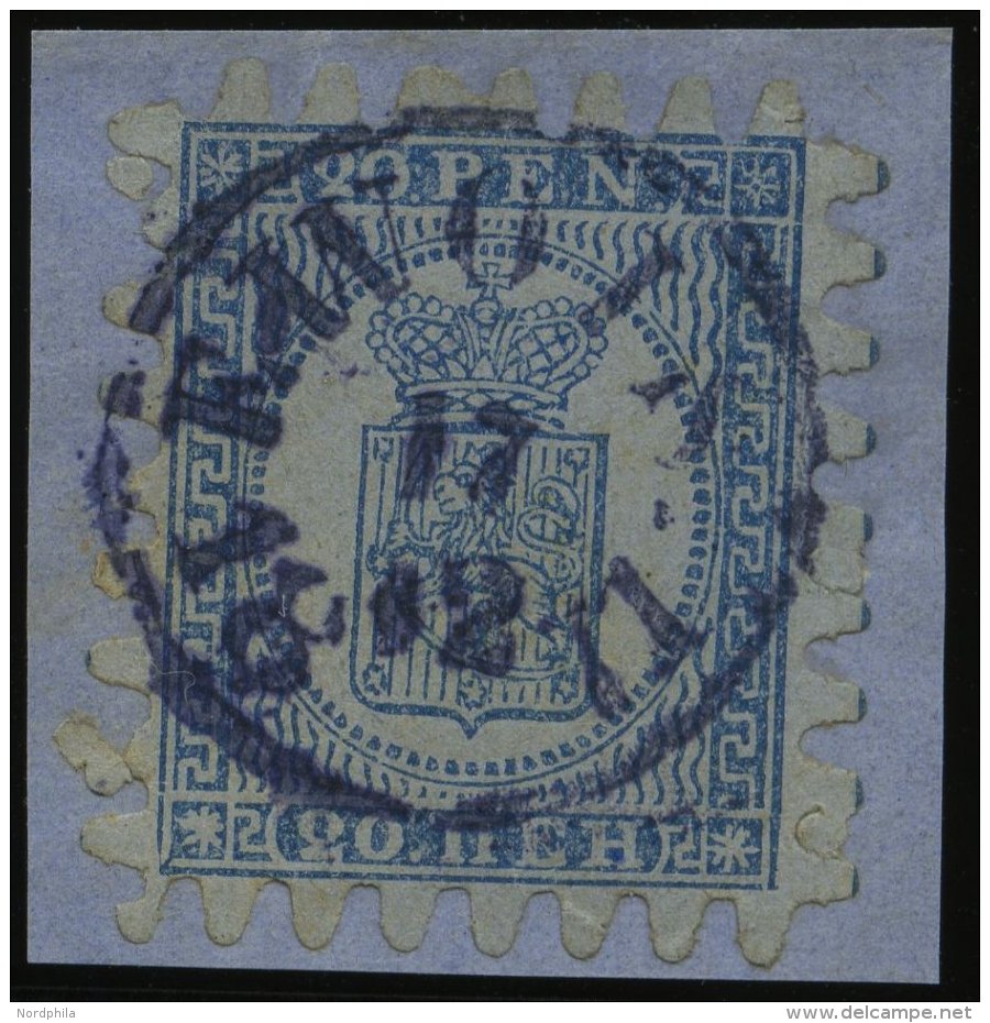 FINNLAND 8C BrfStk, 1866, 20 P. Blau, Zentrischer Blauer K1 EWOIS, 3 Kurze Zungen Sonst Prachtbriefstück - Other & Unclassified