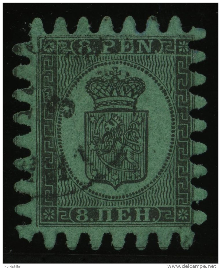 FINNLAND 6Cx O, 1867, 8 P. Schwarz Auf Grün, Praktisch Alle Zungen, Pracht - Other & Unclassified