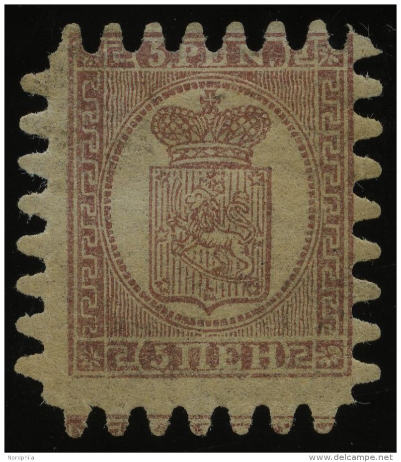 FINNLAND 5Cx *, 1867, 5 P. Braunlila Auf Blasslila, Etwas Fleckiger Originalgummi, Alle Zungen, Falzreste, Pracht, Mi. 5 - Other & Unclassified