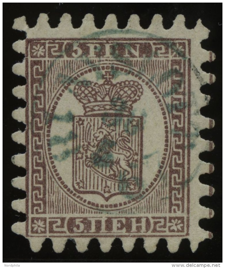 FINNLAND 5Bx O, 1866, 5 P. Braunlila Auf Blasslila, Blauer K1 NYSLOTT, Alle Zungen, Kabinett, Gepr. Wasemus - Other & Unclassified