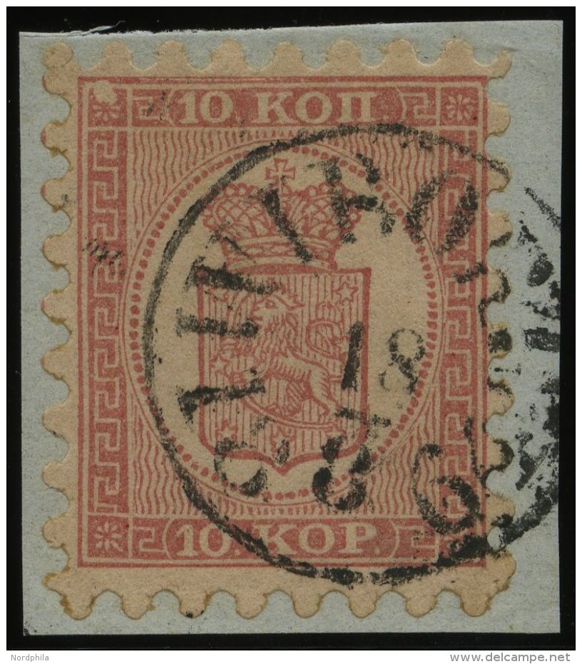 FINNLAND 4A BrfStk, 1860, 10 K. Rosakarmin Auf Rosa, K1 WIBORG, Alle Zungen, Kabinettbriefstück, Gepr. Bühler - Other & Unclassified