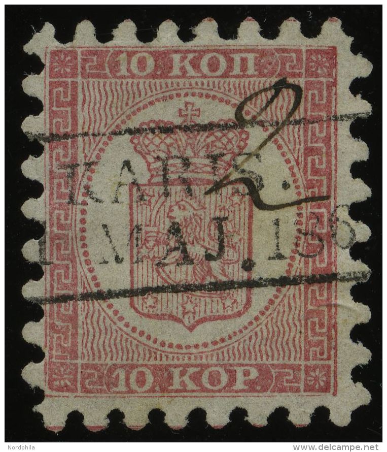 FINNLAND 4A O, 1860, 10 K. Rosakarmin Auf Rosa, R2 KARIS Und Handschriftlich 2, Alle Zungen, Pracht - Other & Unclassified