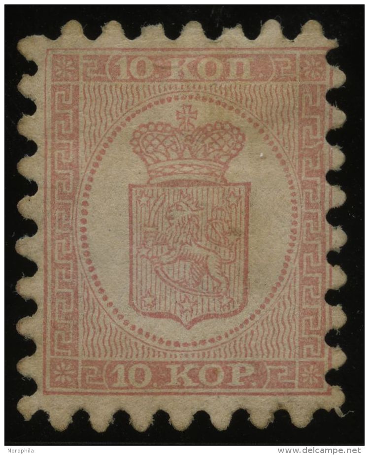 FINNLAND 4A *, 1860, 10 K. Rosakarmin Auf Rosa, Praktisch Alle Zungen, Gummireste, Leichte Patina, Pracht, Mi. 1500.- - Other & Unclassified