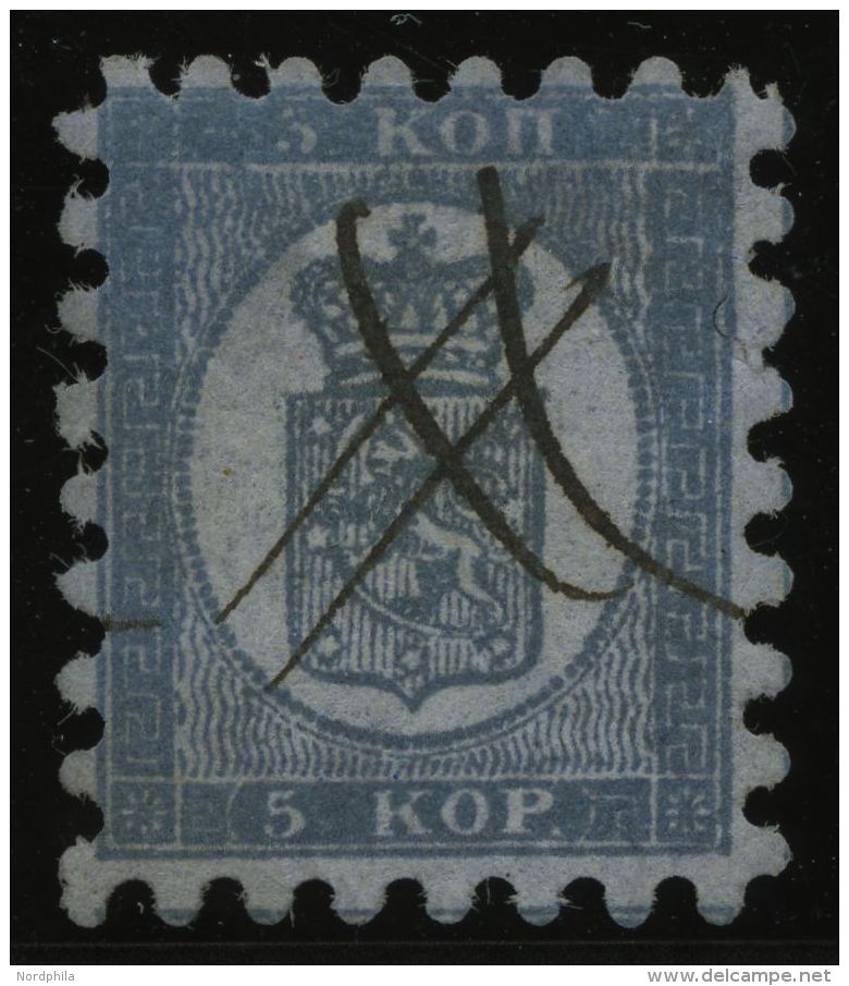 FINNLAND 3A ~ , 1860, 3 A. Gräulich-violettblau Auf Graublau (Facit 3C1Kc), Doppeltes Federkreuz, Alle Zungen, Kabi - Other & Unclassified