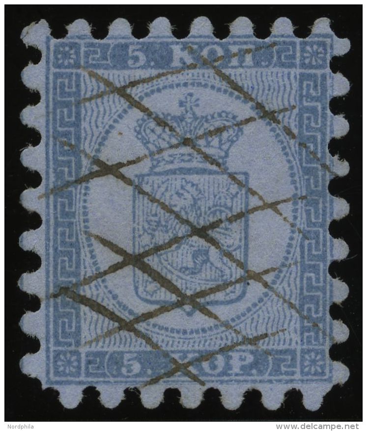 FINNLAND 3A ~ , 1860, 3 A. Hellblau, Federzugentwertung Von Jyväskylä, Alle Zungen, Kabinett, R! - Other & Unclassified