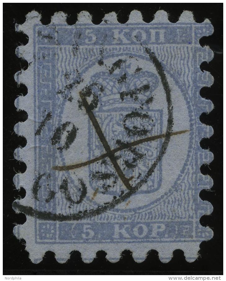 FINNLAND 3A O, 1860, 5 K. Hellblau, K1 HELSINGFORS Und Federkreuz, Alle Zungen, Pracht - Other & Unclassified