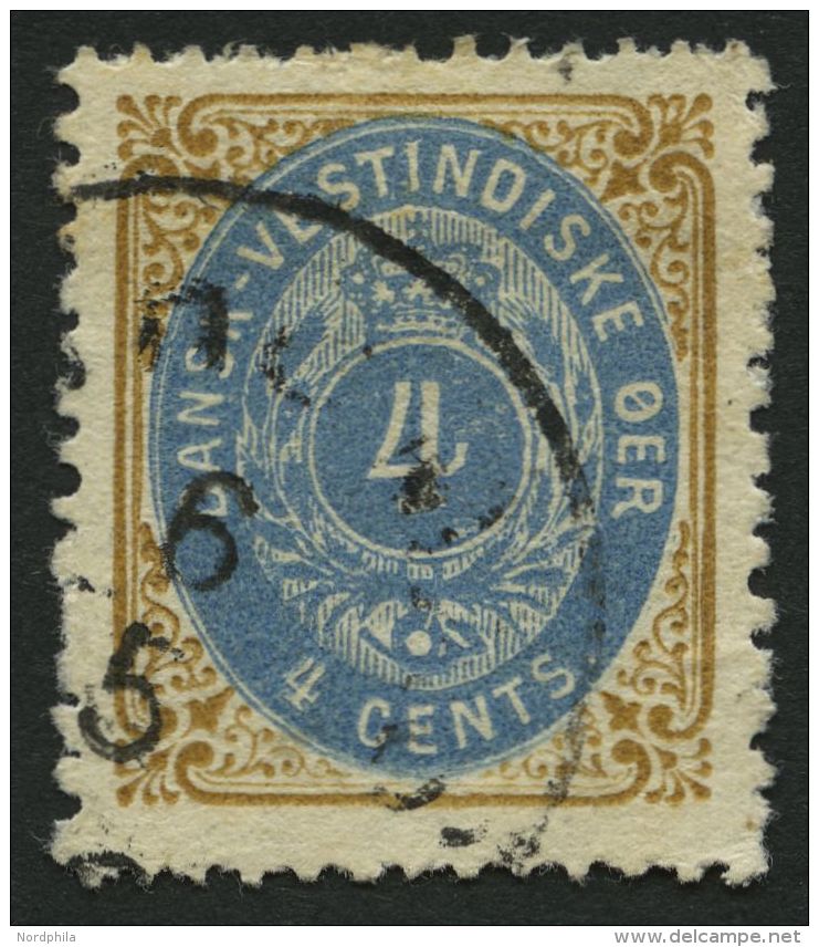 DÄNISCH-WESTINDIEN 18II O, 1901, 4 C. Braun/blau, Rahmen Kopfstehend, Rauhe Zähnung, Pracht, Mi. 300.- - Danish West Indies