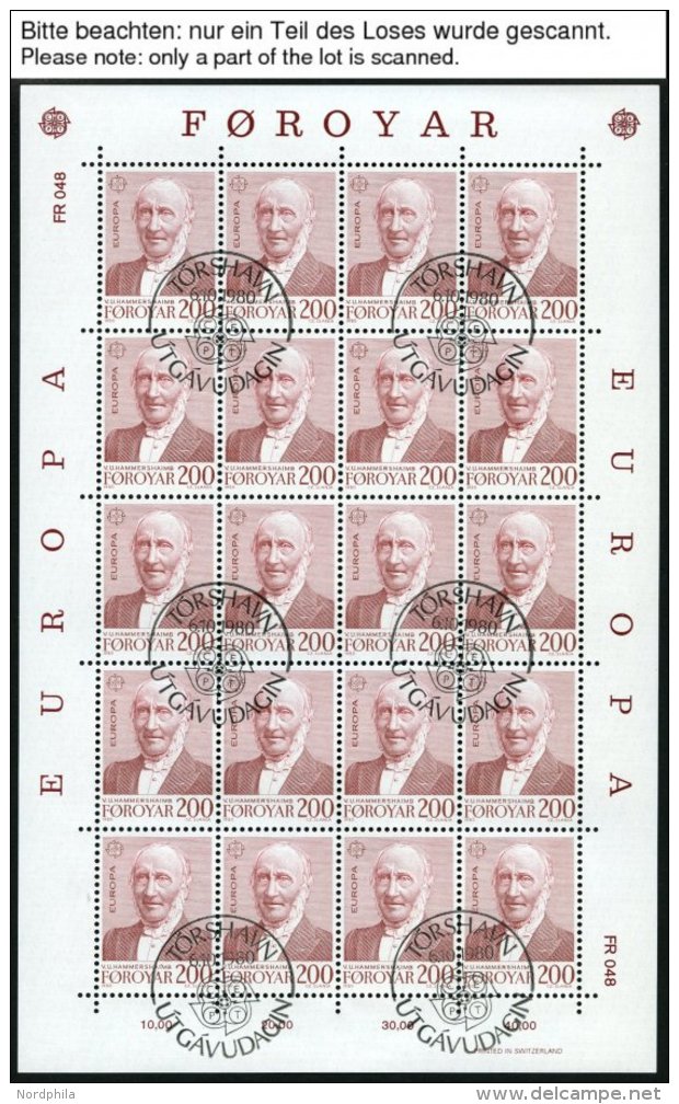 FÄRÖER KB O, 1980-90, Europa, 10 Kleinbogensätze (ohne 1988) Mit Ersttagsstempeln, Pracht, Mi. 400.- - Other & Unclassified