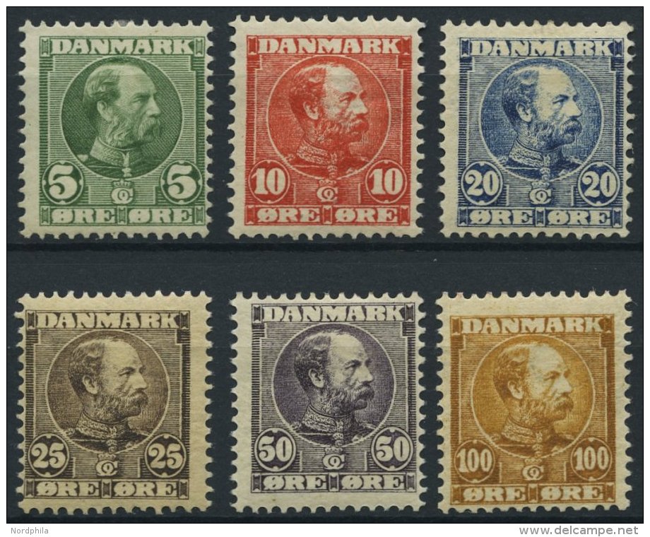 DÄNEMARK 47-52 *, 1904, König Christian IX, Falzreste, Prachtsatz, Mi. 120.- - Used Stamps