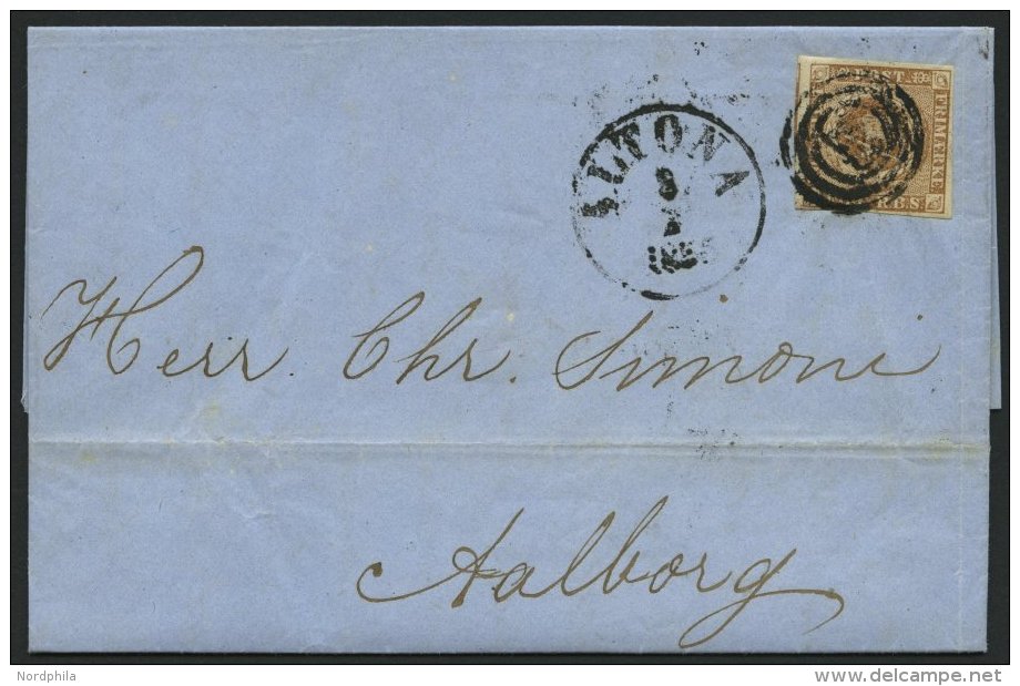 DÄNEMARK 1IIb BRIEF, 1855, 4 RBS Graubraun Auf Forwarded-letter Aus London Mit Nummernstempel 113 über Altona - Used Stamps