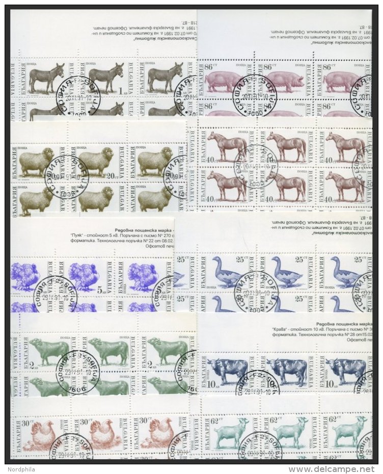BULGARIEN 3881-85,3923-27 O, 1991, Haustiere, 2 Komplette Bogensätze (100), 1x Gefaltet, Pracht, Mi. 580.- - Other & Unclassified